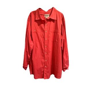 True Nation‎ Mens Sz 2XL Long Sleeve ButtonUp Shirt 100/% Cotton Orange Western
